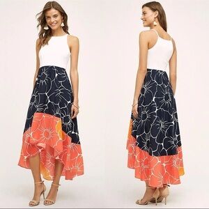 Anthropologie Hutch Peachy Floral High-Low Midi Dress Size Small Sold Out